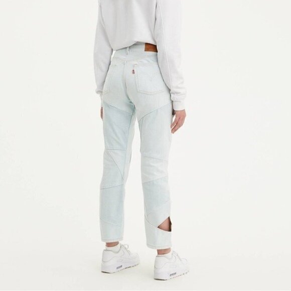 NWT Levis 501 Original Light Blue Wash Cutout Cropped Denim Jeans Size 26 - Picture 14 of 14